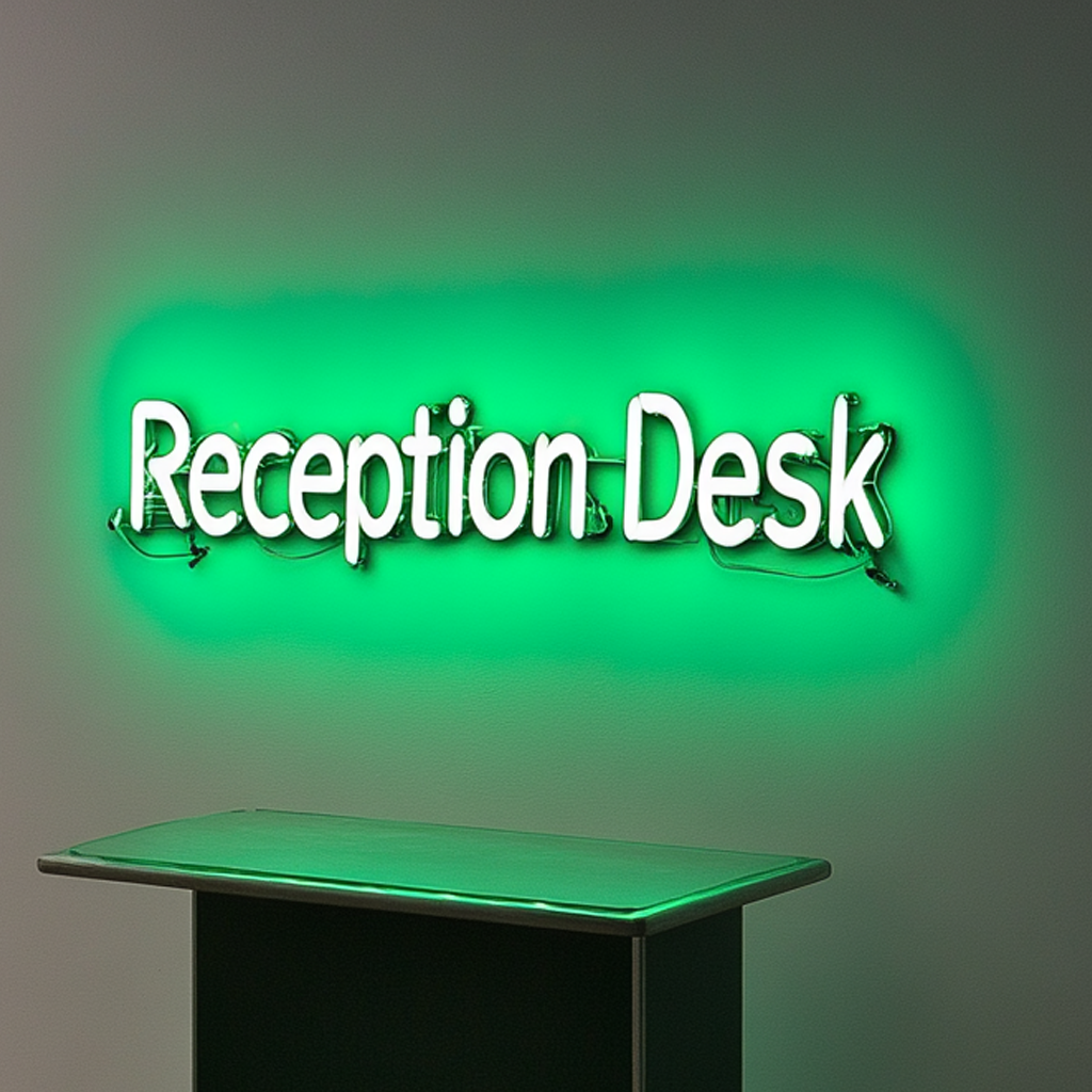 "Reception Desk" - Green Neon Sign, 24 Inches