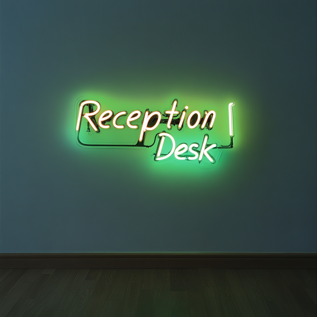 "Reception Desk" - Green Neon Sign, 24 Inches