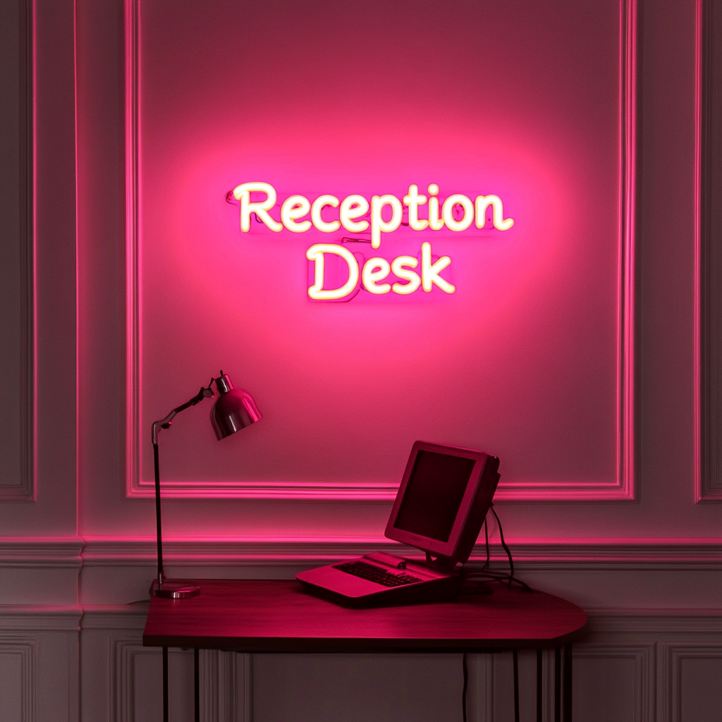 "Reception Desk" - Pink Neon Sign, 24 Inches