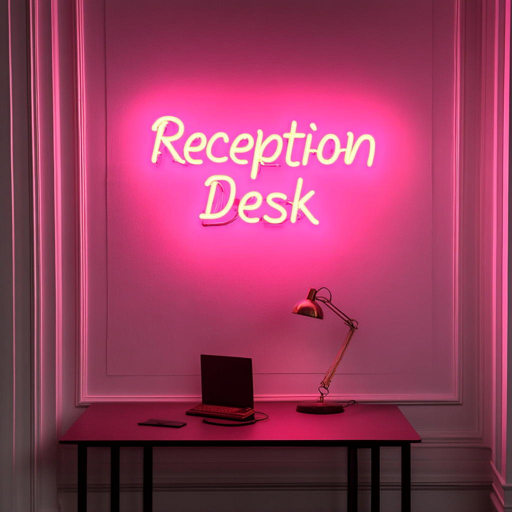 "Reception Desk" - Pink Neon Sign, 24 Inches