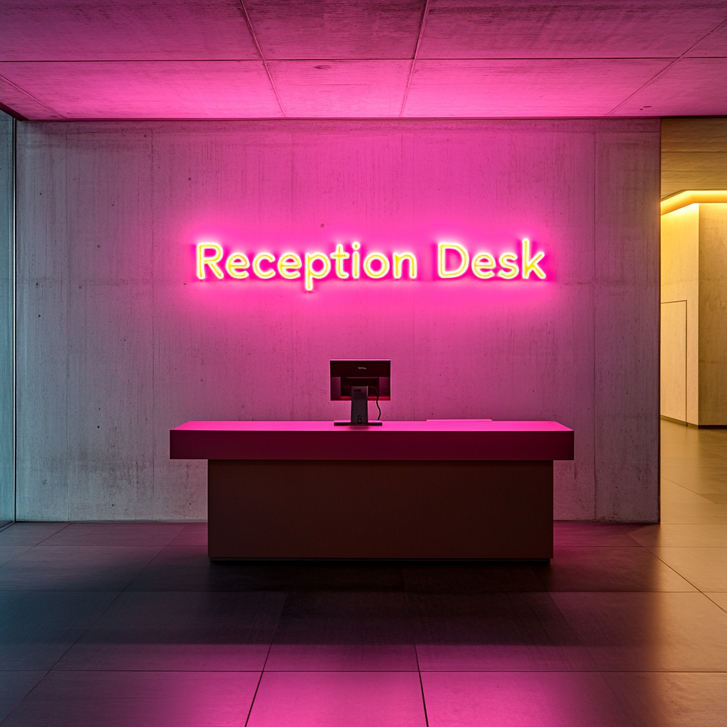 "Reception Desk" - Pink Neon Sign, 24 Inches