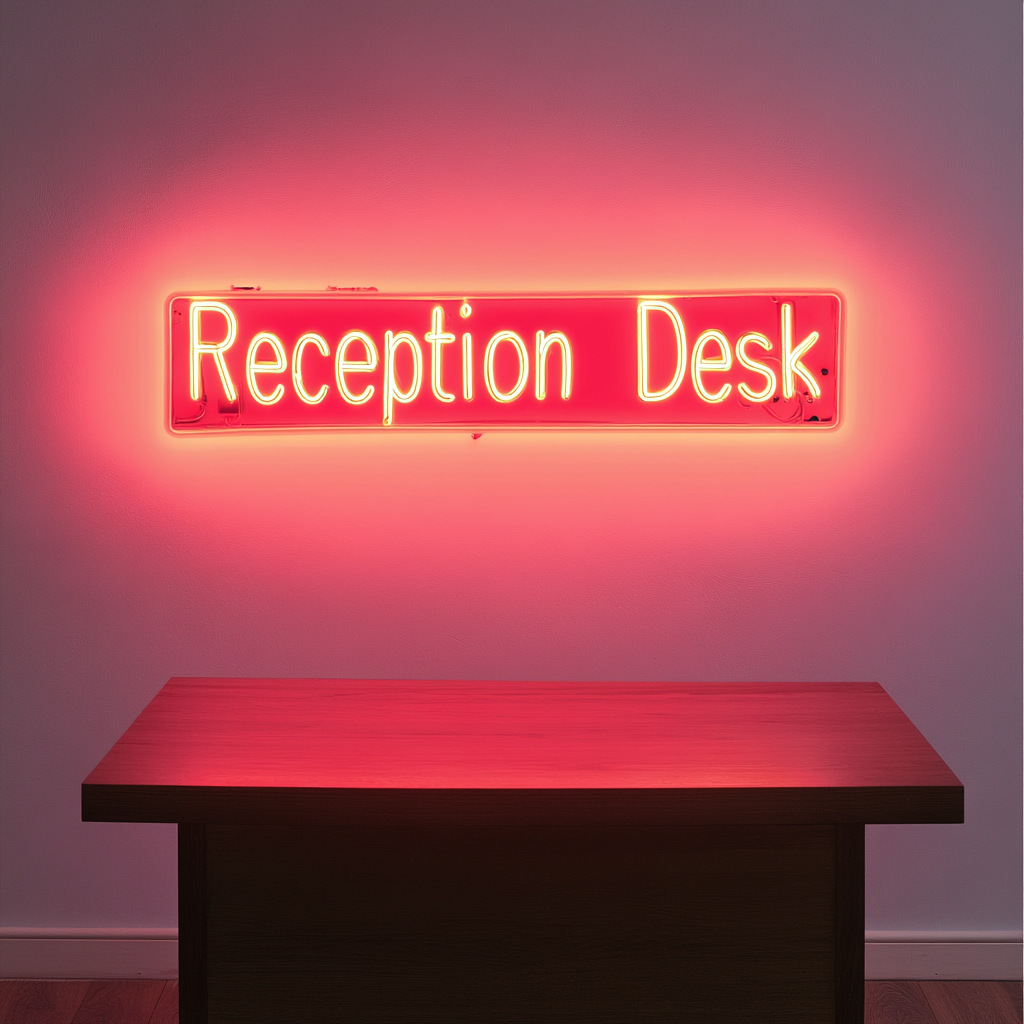"Reception Desk" - Red Neon Sign, 24 Inches