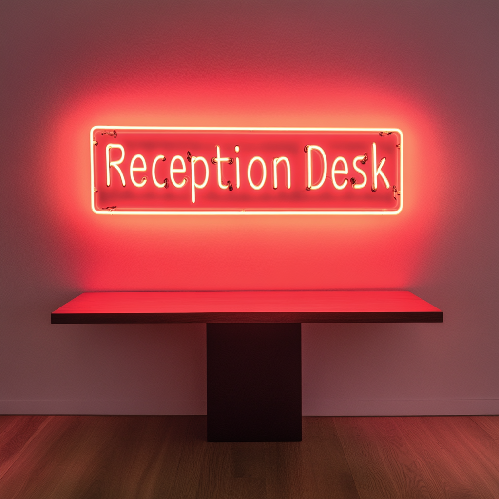 "Reception Desk" - Red Neon Sign, 24 Inches