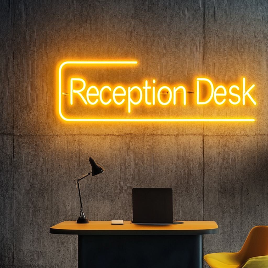 "Reception Desk" - Yellow Neon Sign, 24 Inches