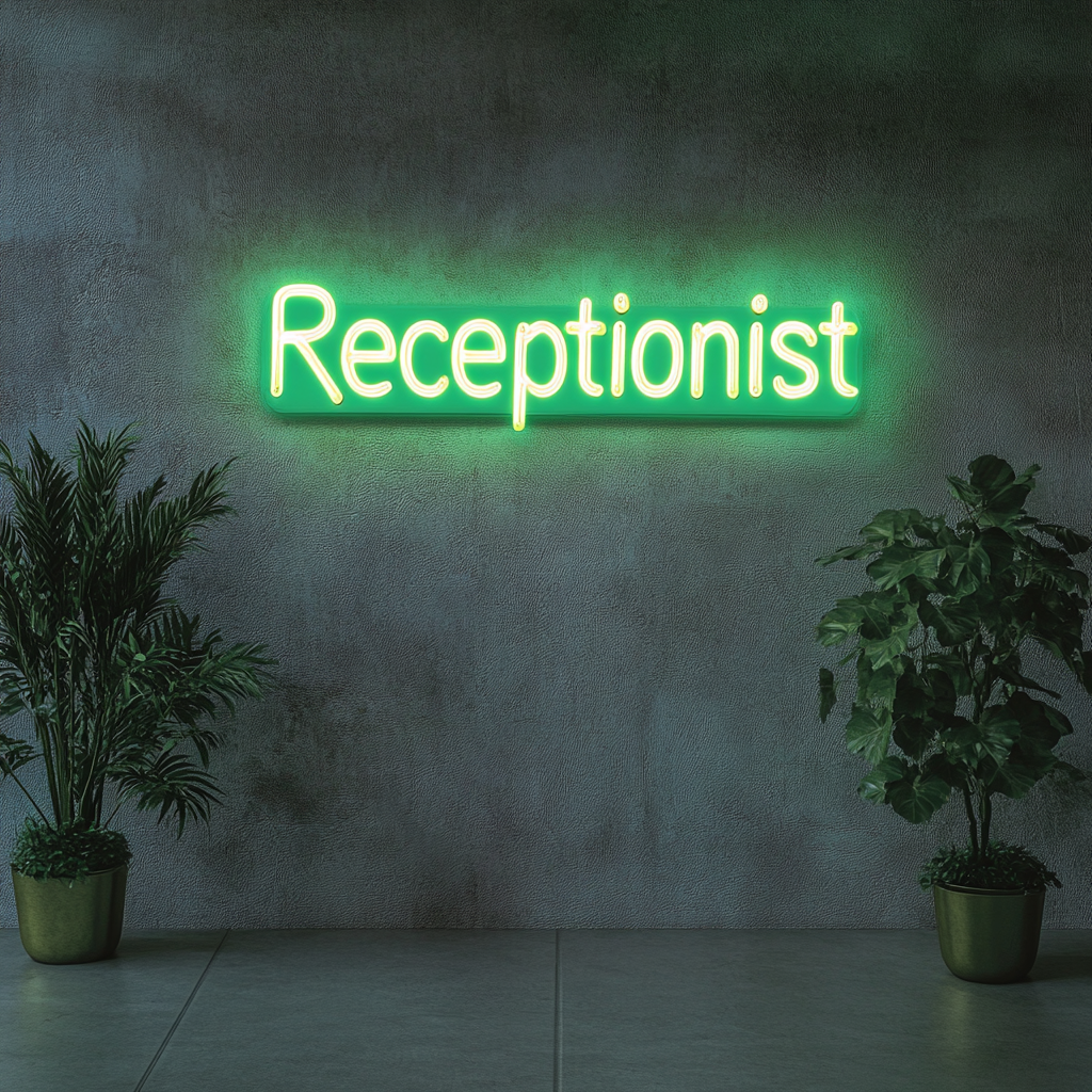 "Receptionist" - Green Neon Sign, 24 Inches