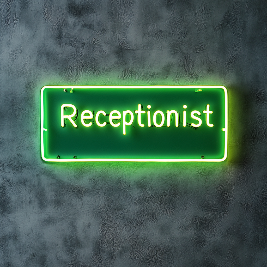 "Receptionist" - Green Neon Sign, 24 Inches