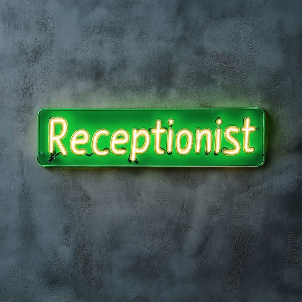 "Receptionist" - Green Neon Sign, 24 Inches