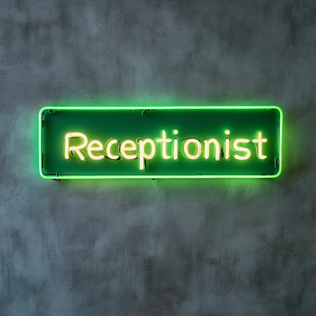 "Receptionist" - Green Neon Sign, 24 Inches