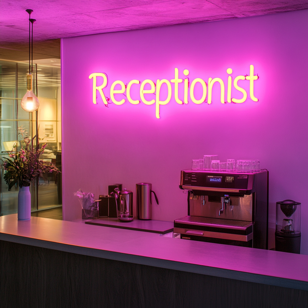 "Receptionist" - Pink Neon Sign, 24 Inches