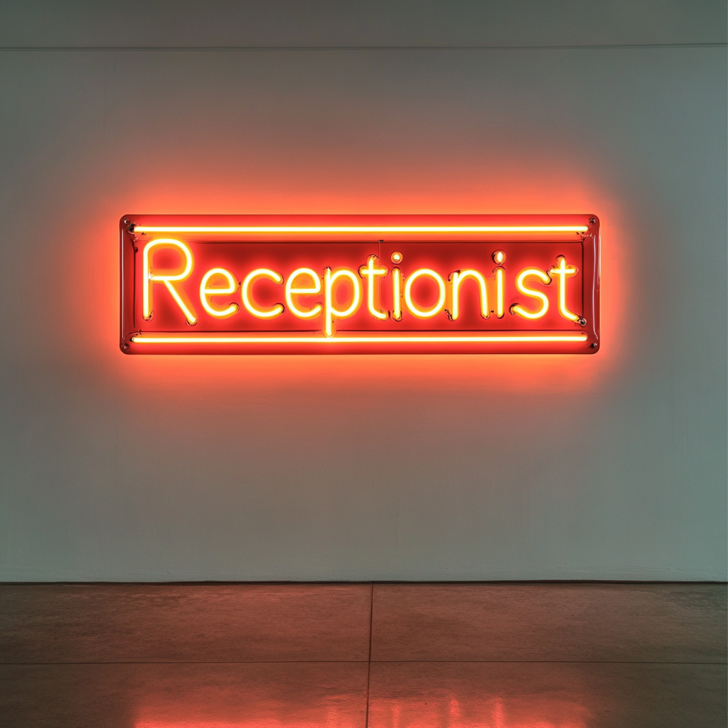 "Receptionist" - Red Neon Sign, 24 Inches