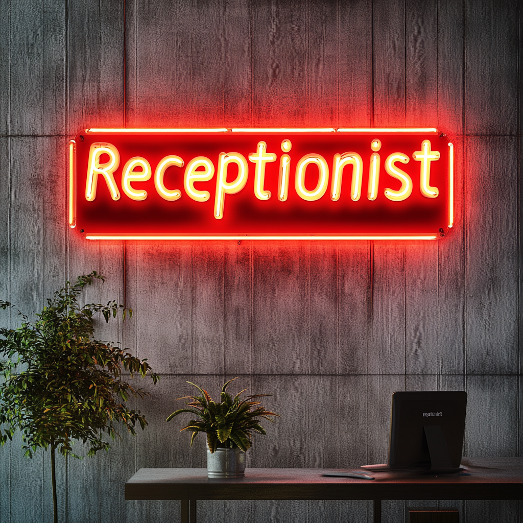 "Receptionist" - Red Neon Sign, 24 Inches