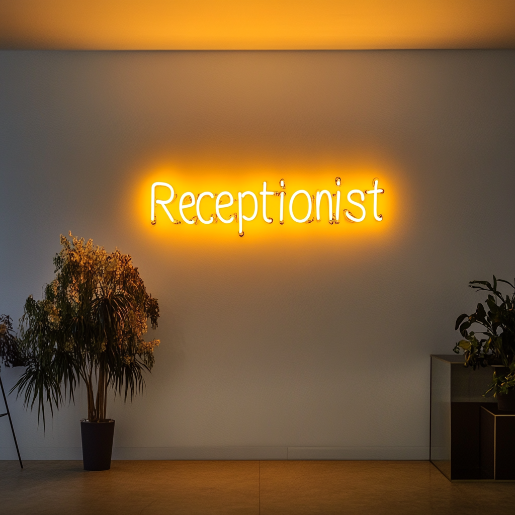"Receptionist" - Yellow Neon Sign, 24 Inches