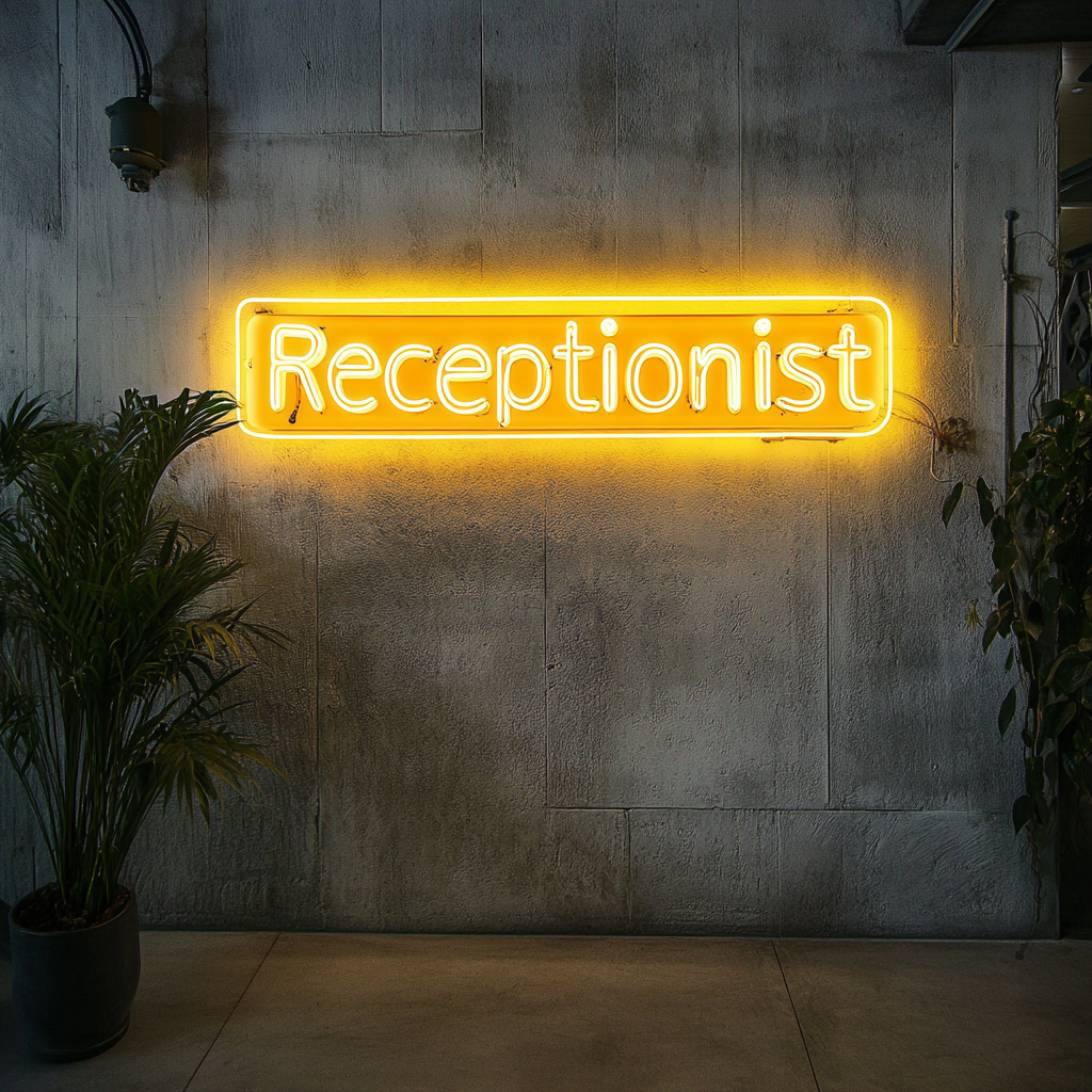 "Receptionist" - Yellow Neon Sign, 24 Inches