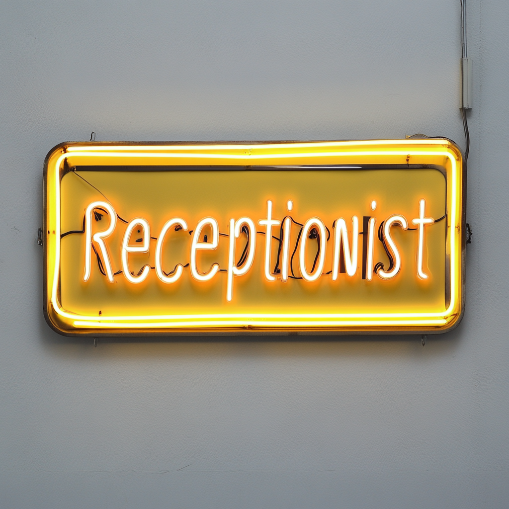 "Receptionist" - Yellow Neon Sign, 24 Inches