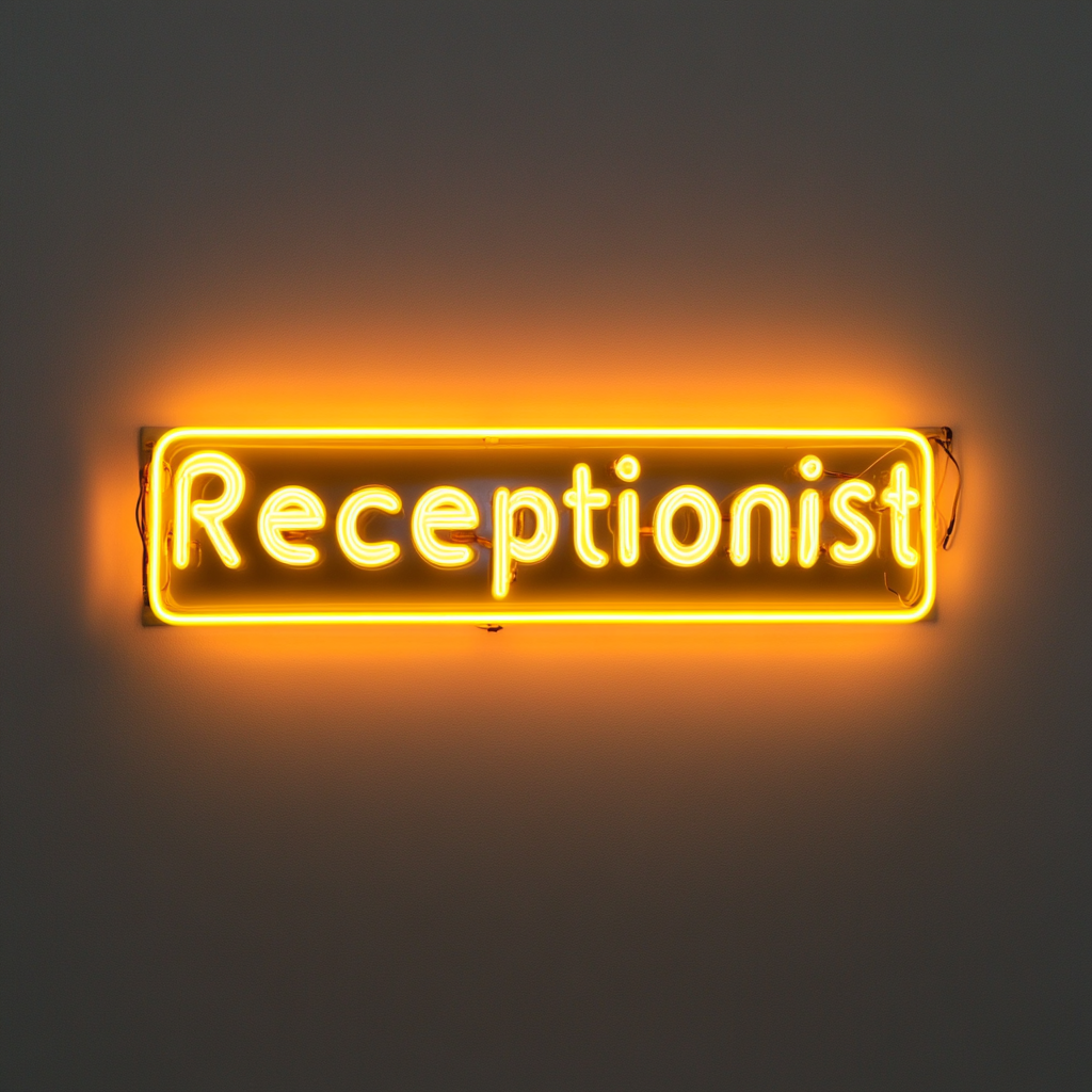 "Receptionist" - Yellow Neon Sign, 24 Inches
