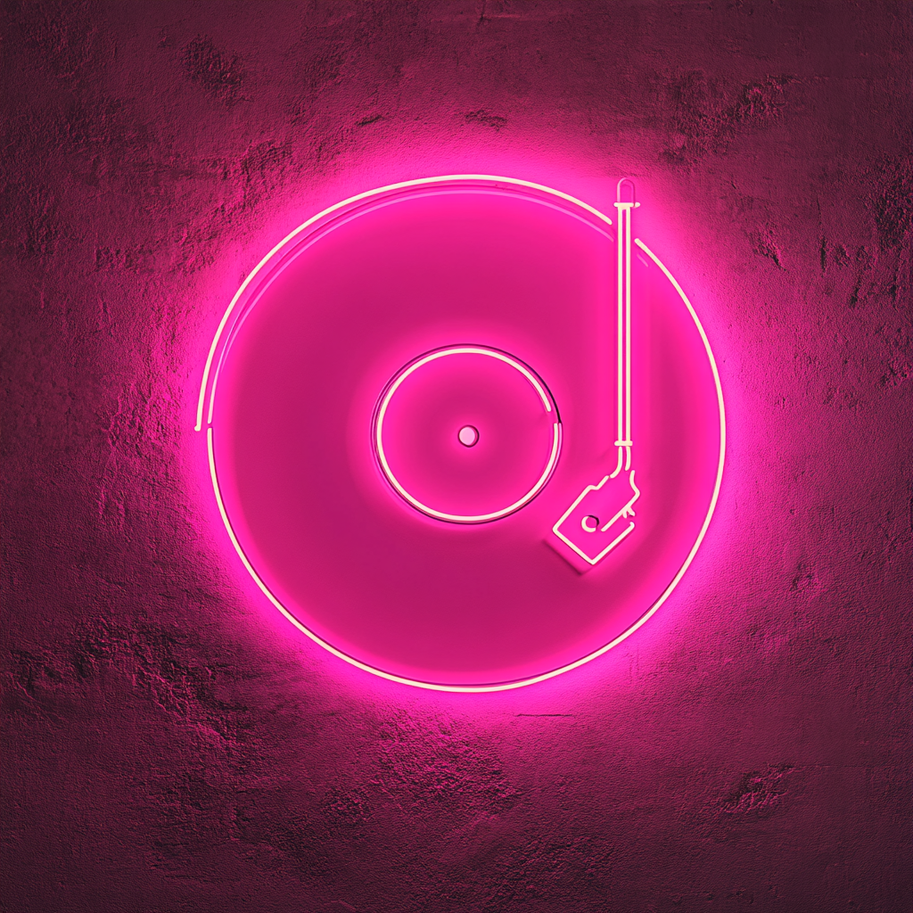 Record Player - Pink Neon Sign, 18 Inches