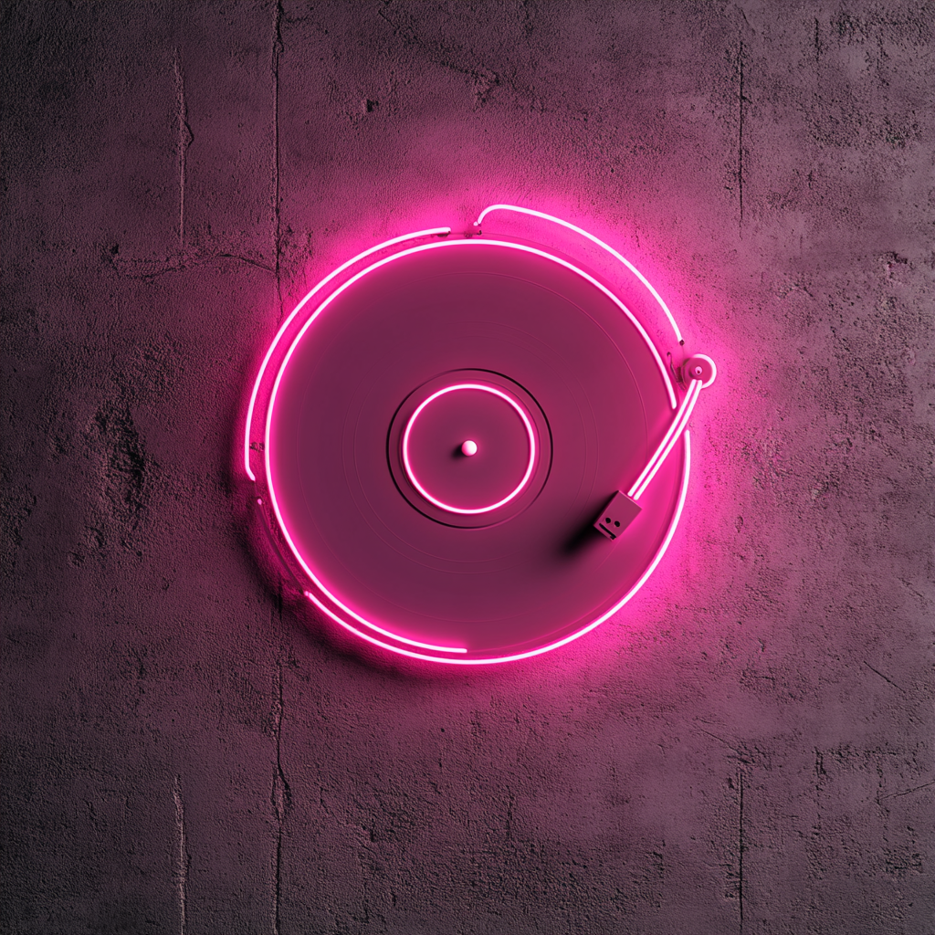 Record Player - Pink Neon Sign, 18 Inches
