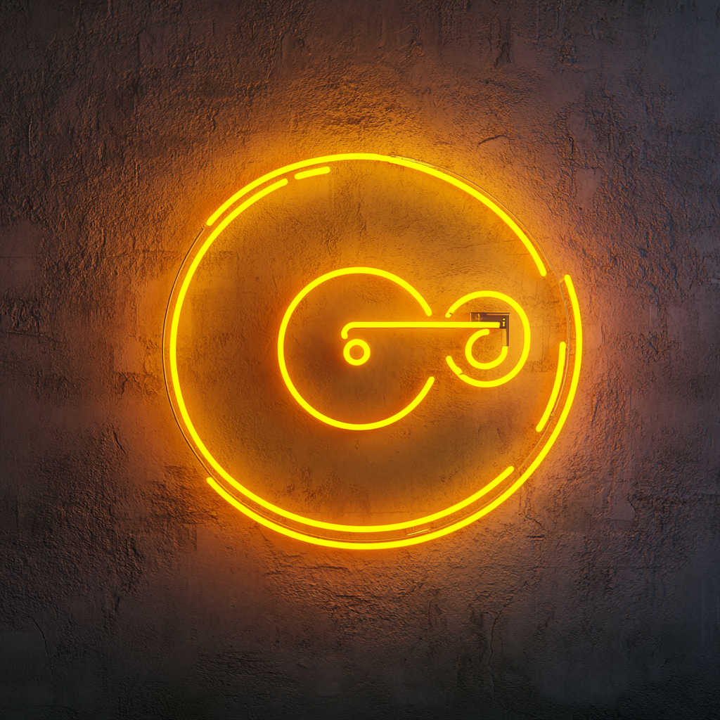 Record Player - Yellow Neon Sign, 24 Inches