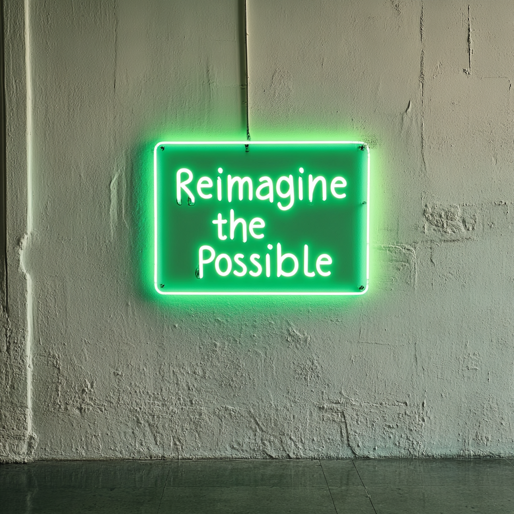 "Reimagine the Possible" - Green Neon Sign, 24 Inches