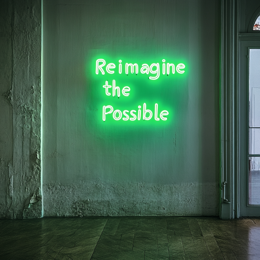 "Reimagine the Possible" - Green Neon Sign, 24 Inches