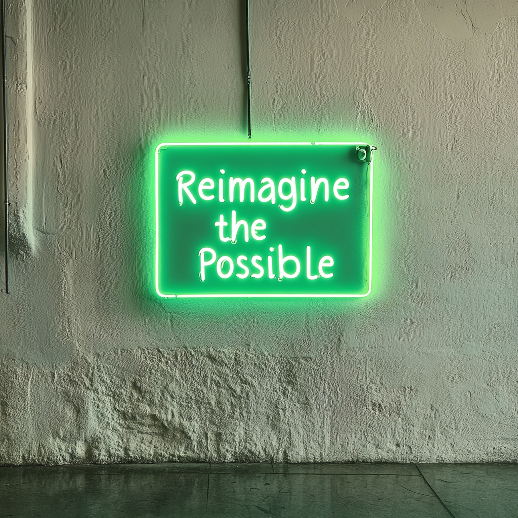 "Reimagine the Possible" - Green Neon Sign, 24 Inches