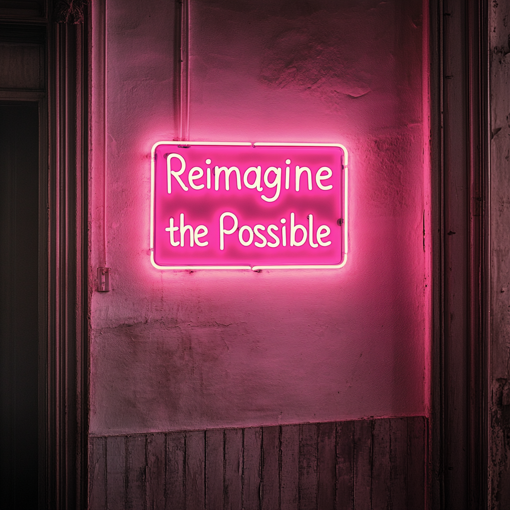 "Reimagine the Possible" - Pink Neon Sign, 24 Inches