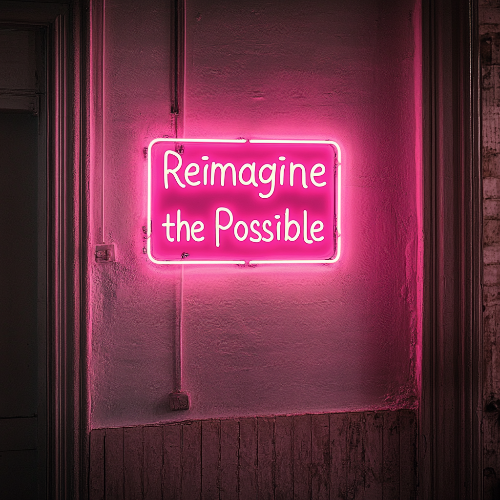 "Reimagine the Possible" - Pink Neon Sign, 24 Inches