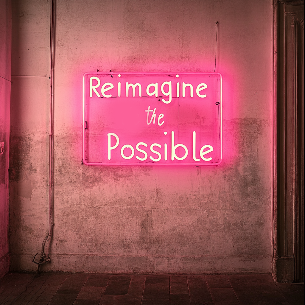 "Reimagine the Possible" - Pink Neon Sign, 24 Inches