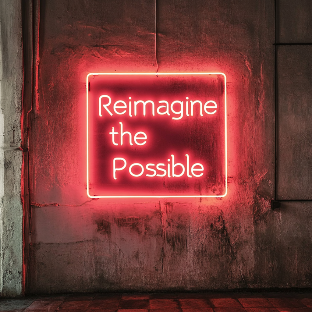"Reimagine the Possible" - Red Neon Sign, 24 Inches