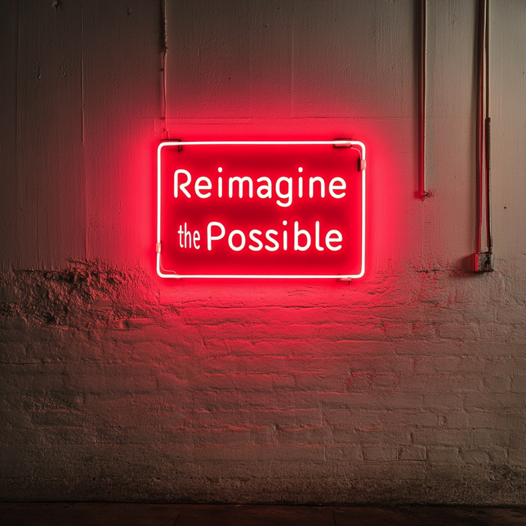 "Reimagine the Possible" - Red Neon Sign, 24 Inches