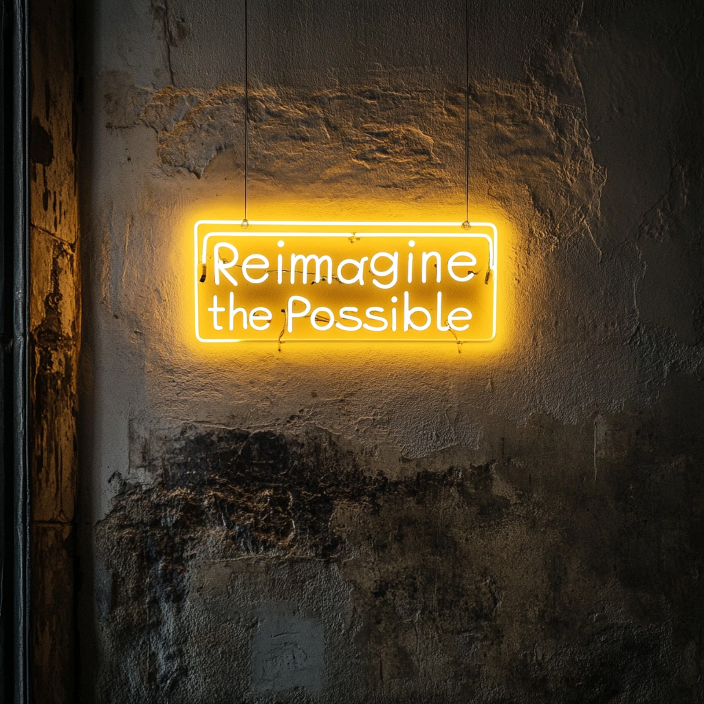 "Reimagine the Possible" - Yellow Neon Sign, 24 Inches
