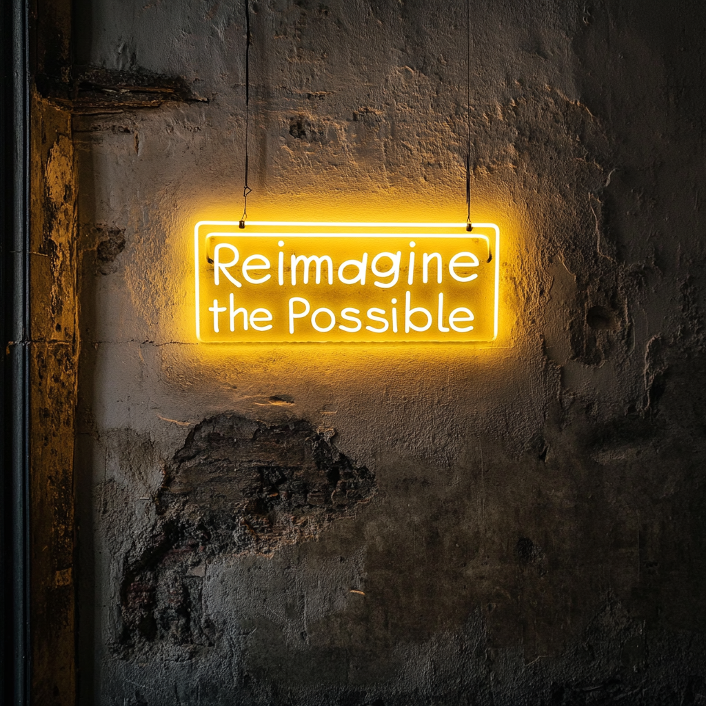 "Reimagine the Possible" - Yellow Neon Sign, 24 Inches
