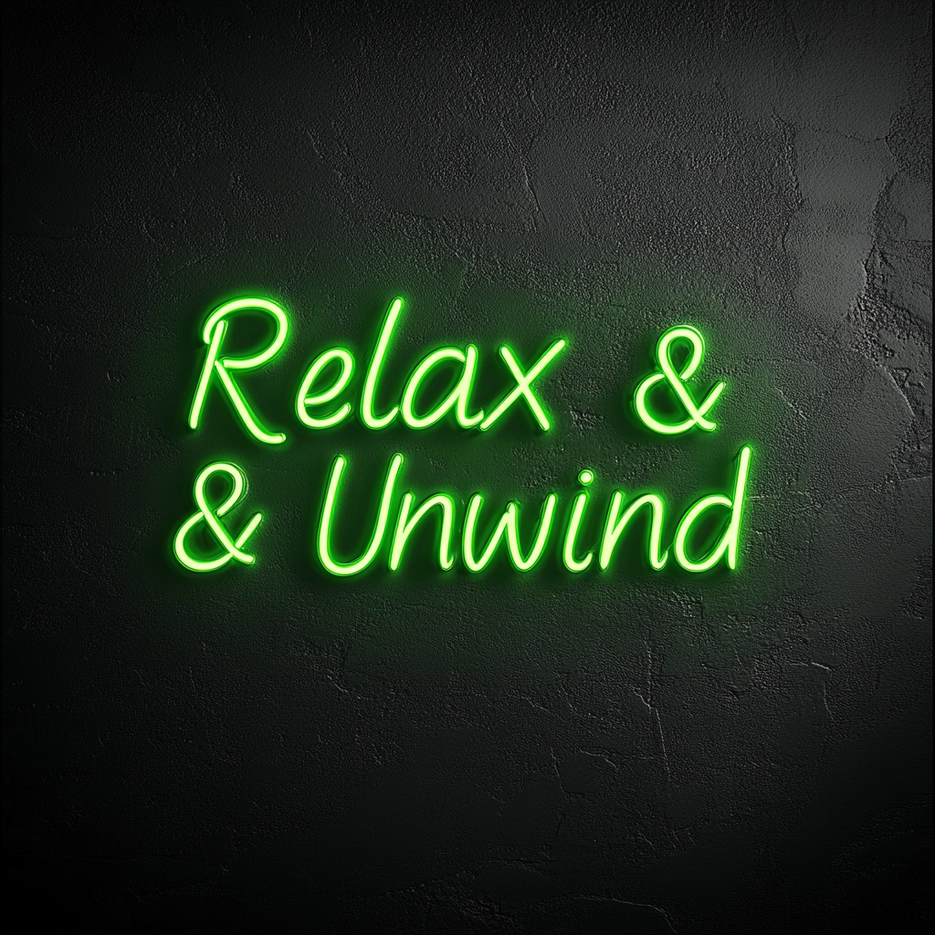 Relax & Unwind - Green Neon Sign, 18 Inches