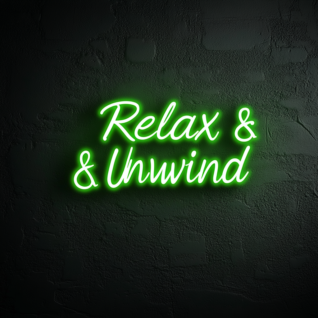 Relax & Unwind - Green Neon Sign, 18 Inches