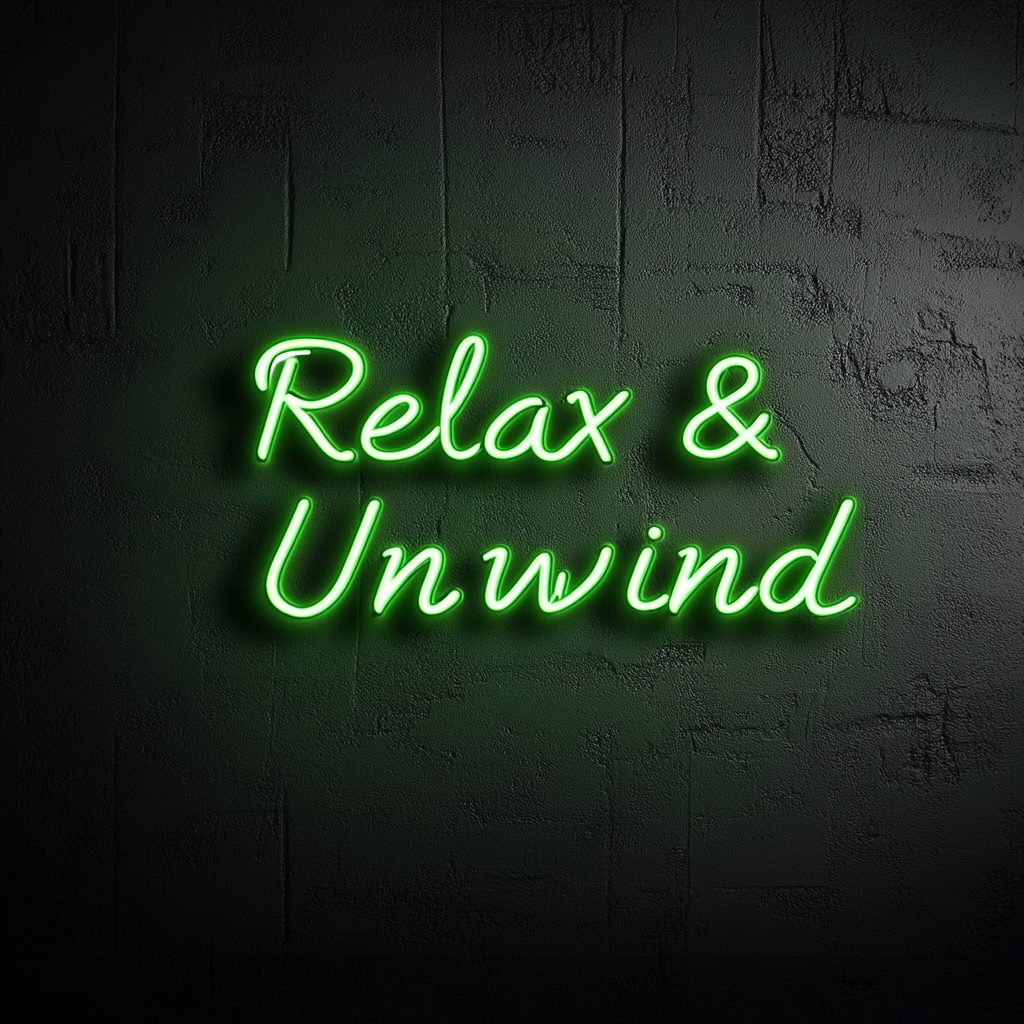Relax & Unwind - Green Neon Sign, 24 Inches