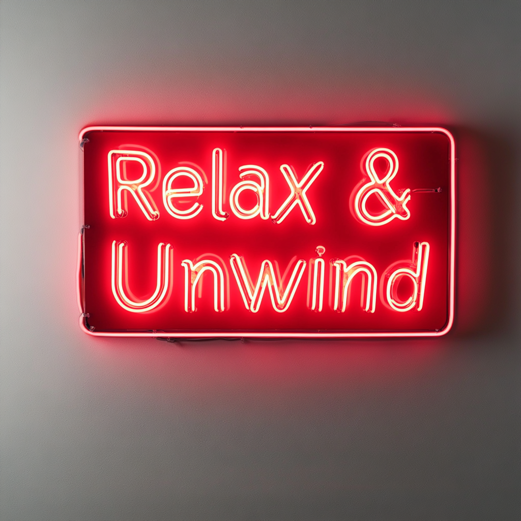 Relax & Unwind - Red Neon Sign, 18 Inches