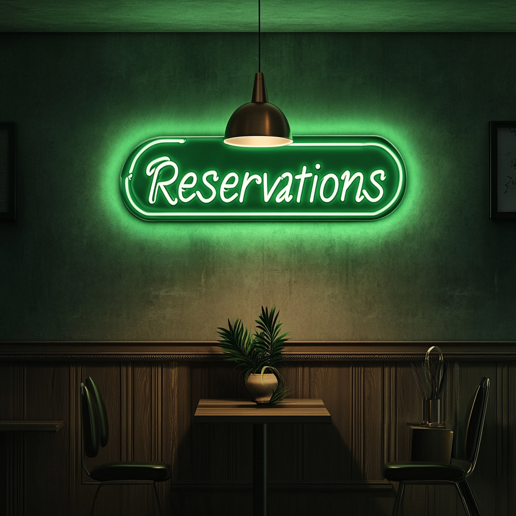 "Reservations" - Green Neon Sign, 24 Inches