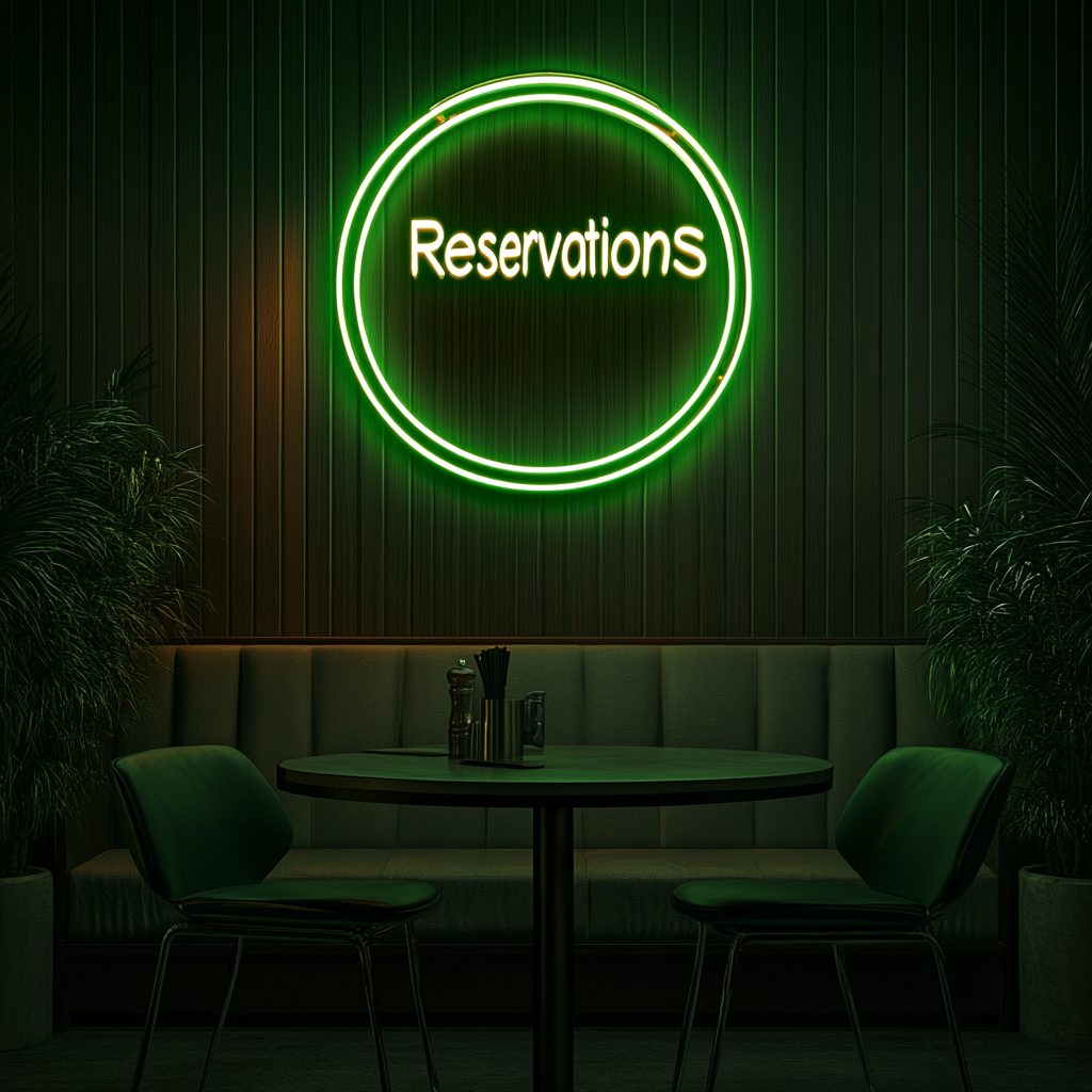 "Reservations" - Green Neon Sign, 24 Inches