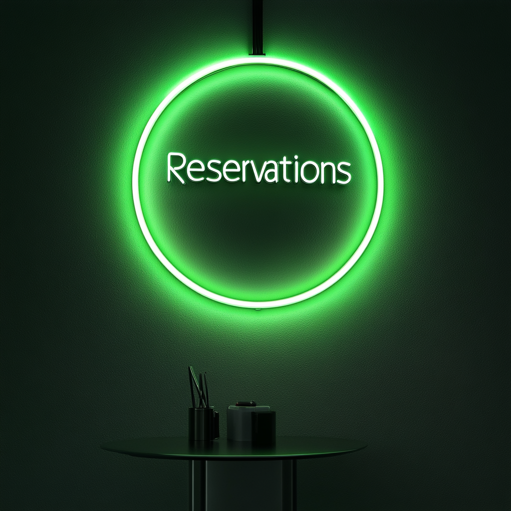 "Reservations" - Green Neon Sign, 24 Inches