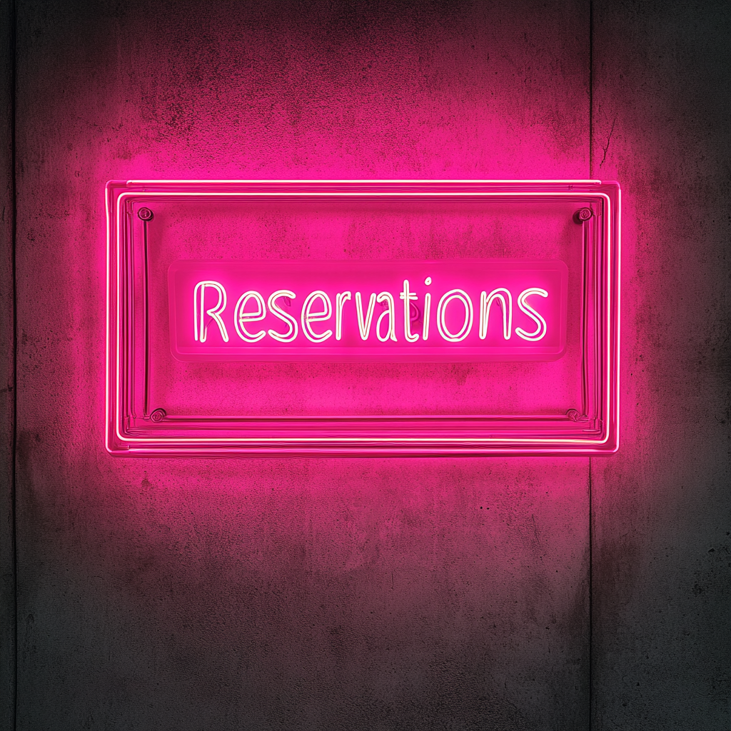 "Reservations" - Pink Neon Sign, 24 Inches