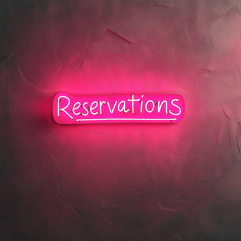 "Reservations" - Pink Neon Sign, 24 Inches
