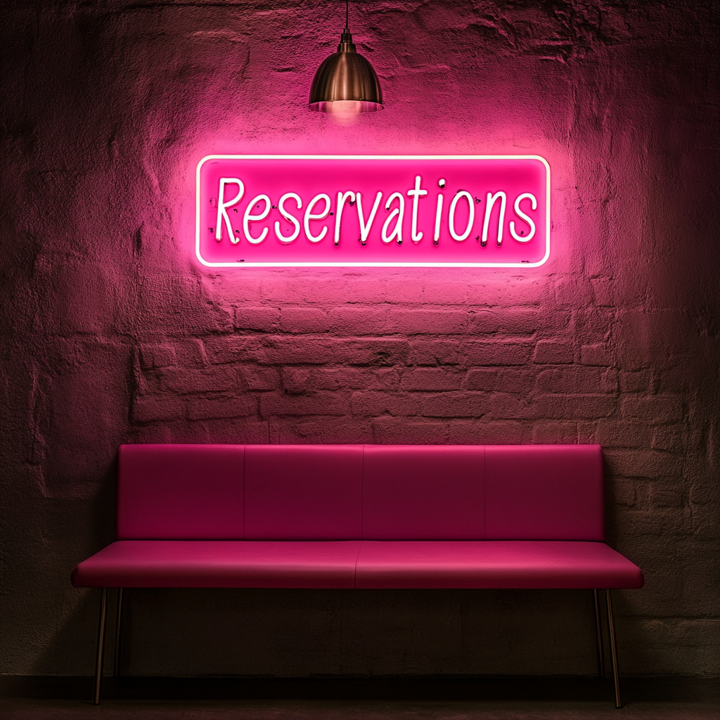 "Reservations" - Pink Neon Sign, 24 Inches