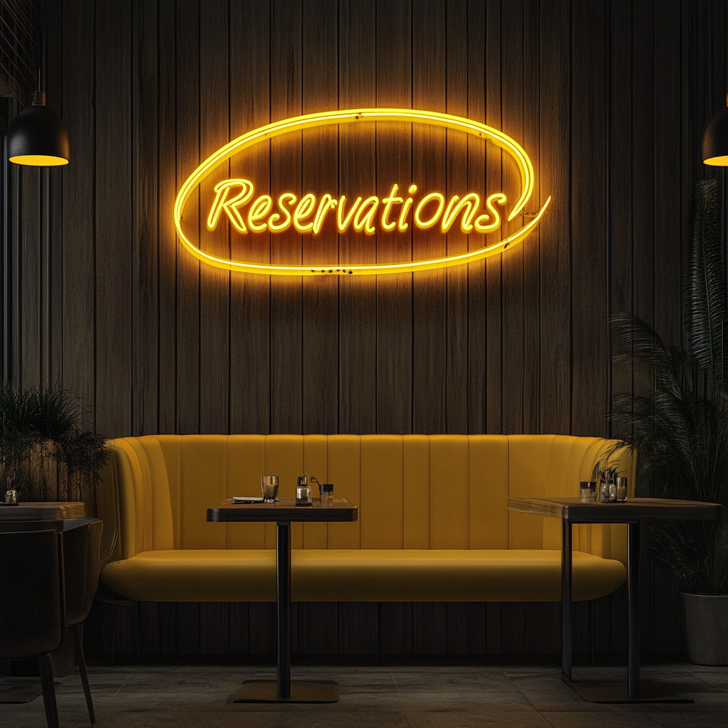 "Reservations" - Yellow Neon Sign, 24 Inches