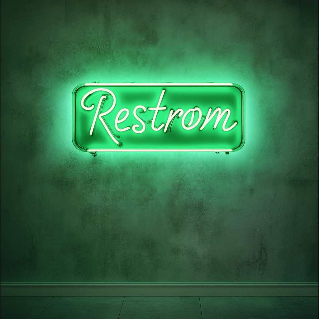 "Restroom" - Green Neon Sign, 24 Inches