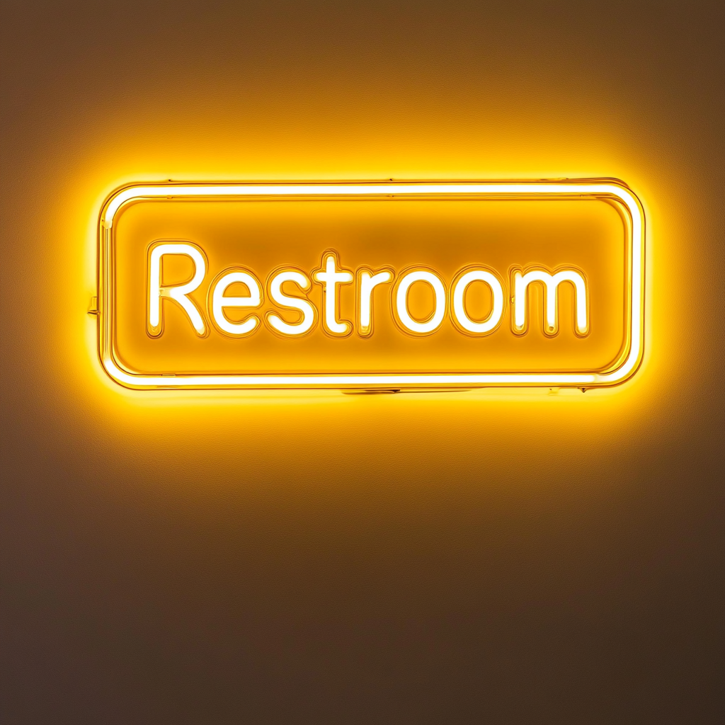 "Restroom" - Yellow Neon Sign, 24 Inches