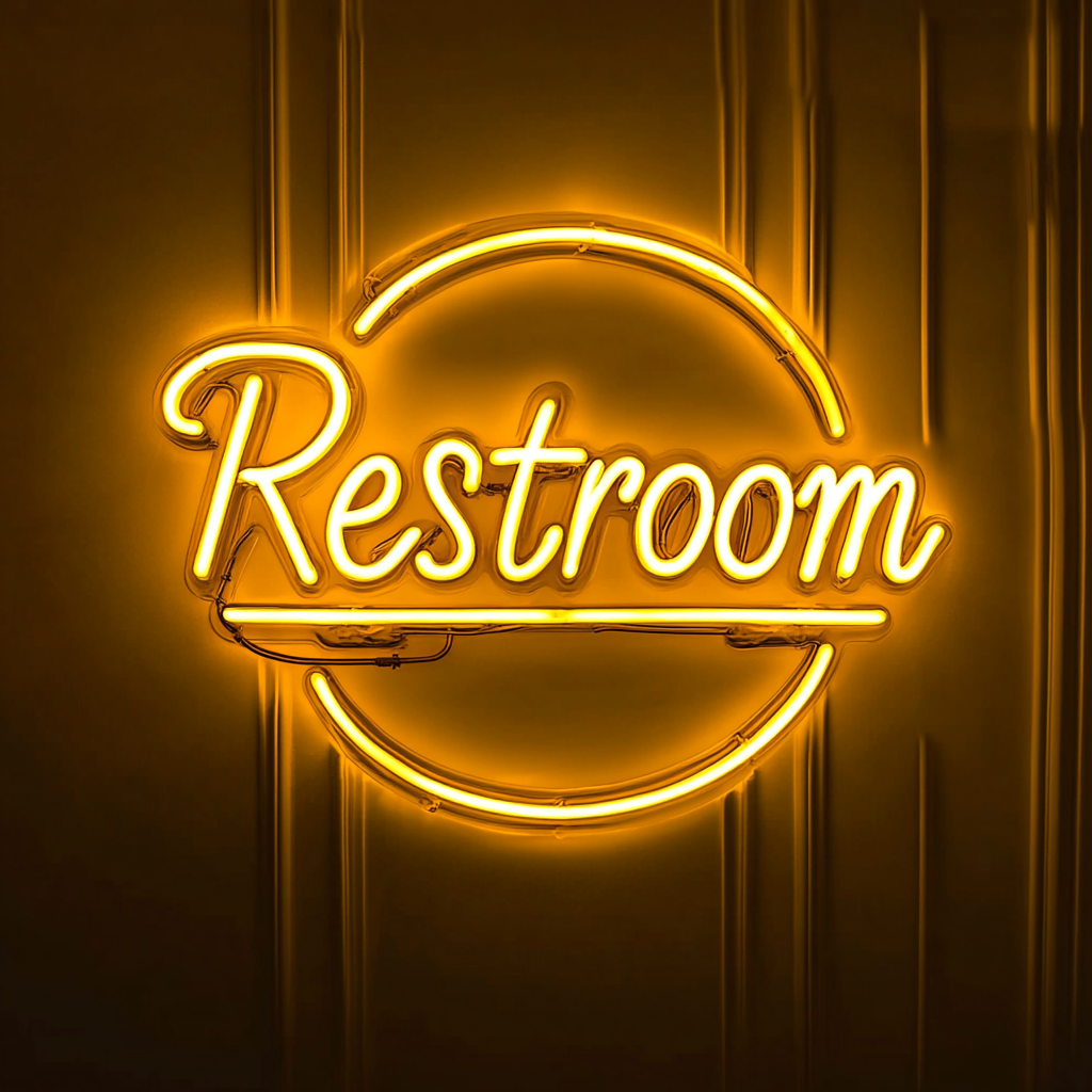 "Restroom" - Yellow Neon Sign, 24 Inches
