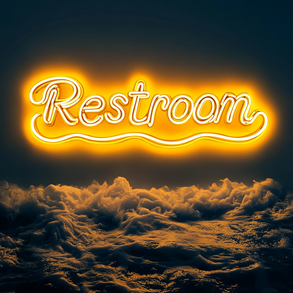 "Restroom" - Yellow Neon Sign, 24 Inches