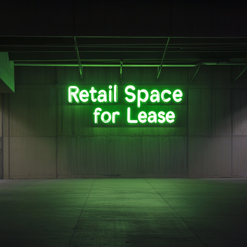 Retail Space for Lease - Green Neon Sign, 24 Inches