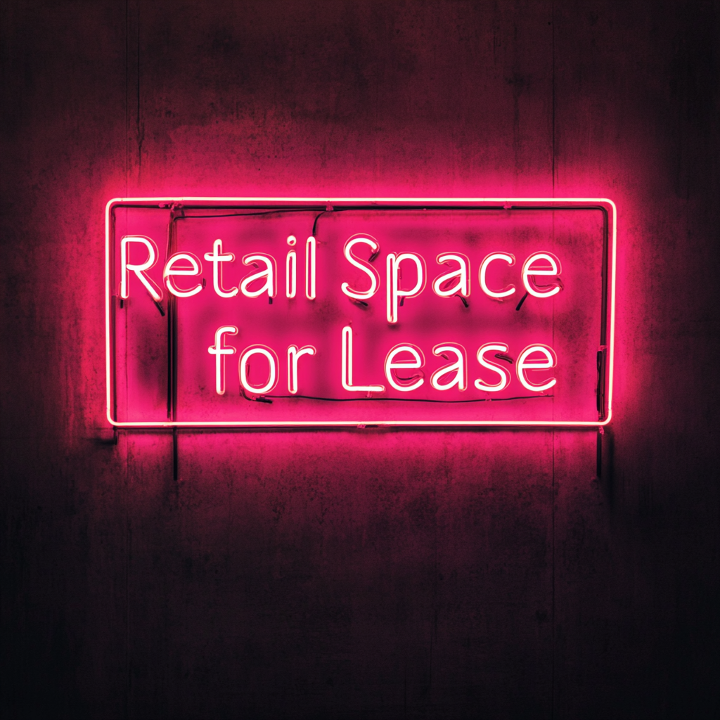 Retail Space for Lease - Pink Neon Sign, 18 Inches