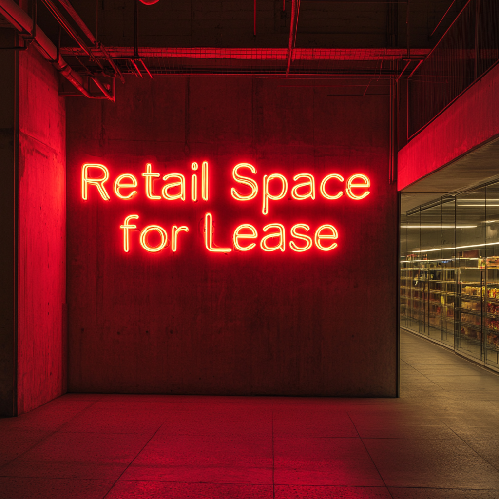 Retail Space for Lease - Red Neon Sign, 18 Inches